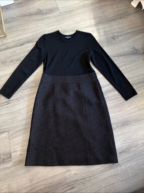 Burberry Black Long-Sleeve Textured A-Line Dress size 40